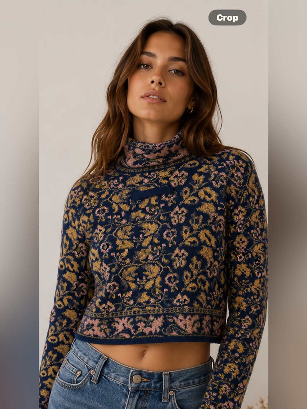 Vintage Jean Paul Gaultier Pour Equator Virgin Wool Floral Knit Cardigan Italy L